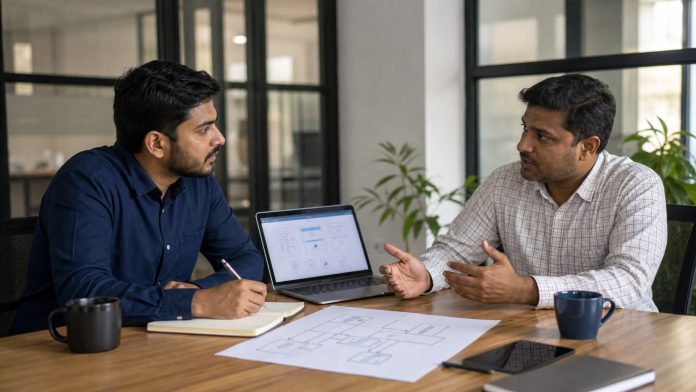 Customer discovery interview between a founder and a target customer