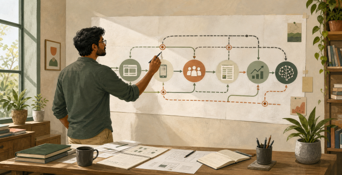 Indian founder mapping a startup tech stack and separating defaults from key tech choices